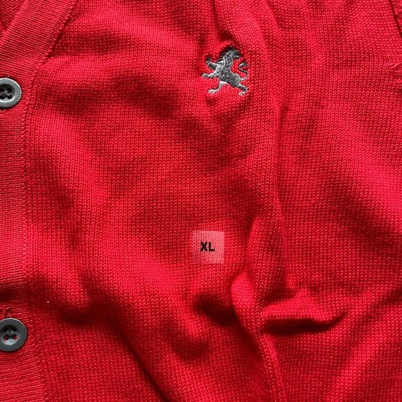Mens Express Button Down Cardigan Red Knit Sweater Size XL Pockets u - Picture 3 of 8